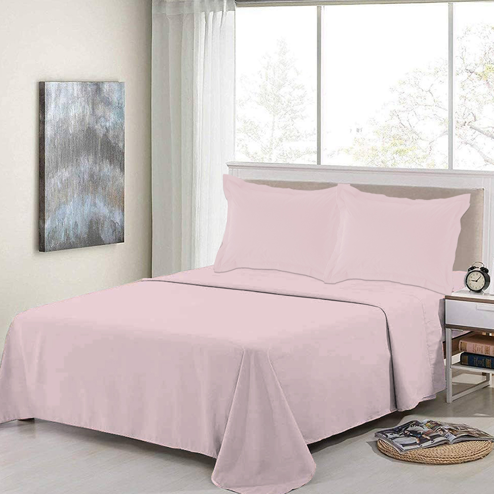 parure de lit percale rose poudré 140cm